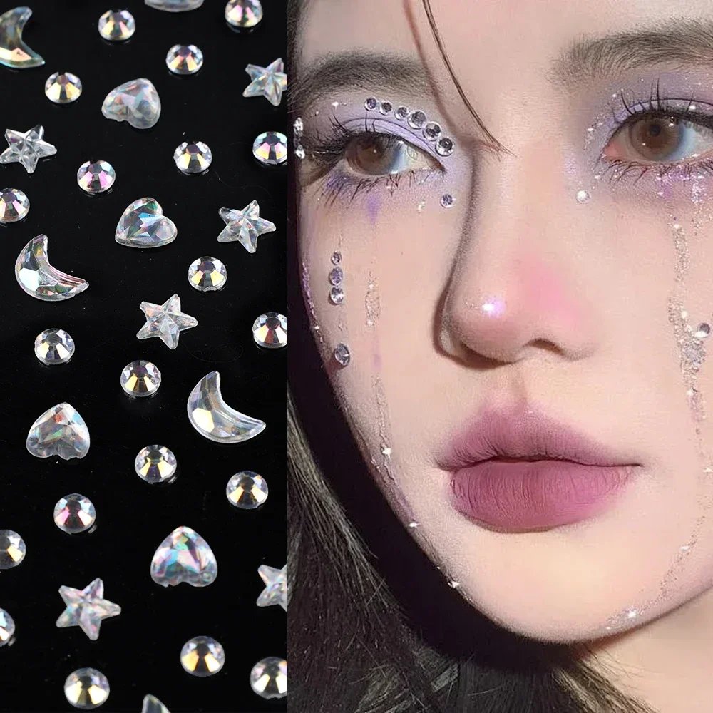 Love Diamond Stickers on The Face Rhinestone Makeup Bright Face Art Sticker Children's Temporary Tattoo Rhinestone Makeup Tools