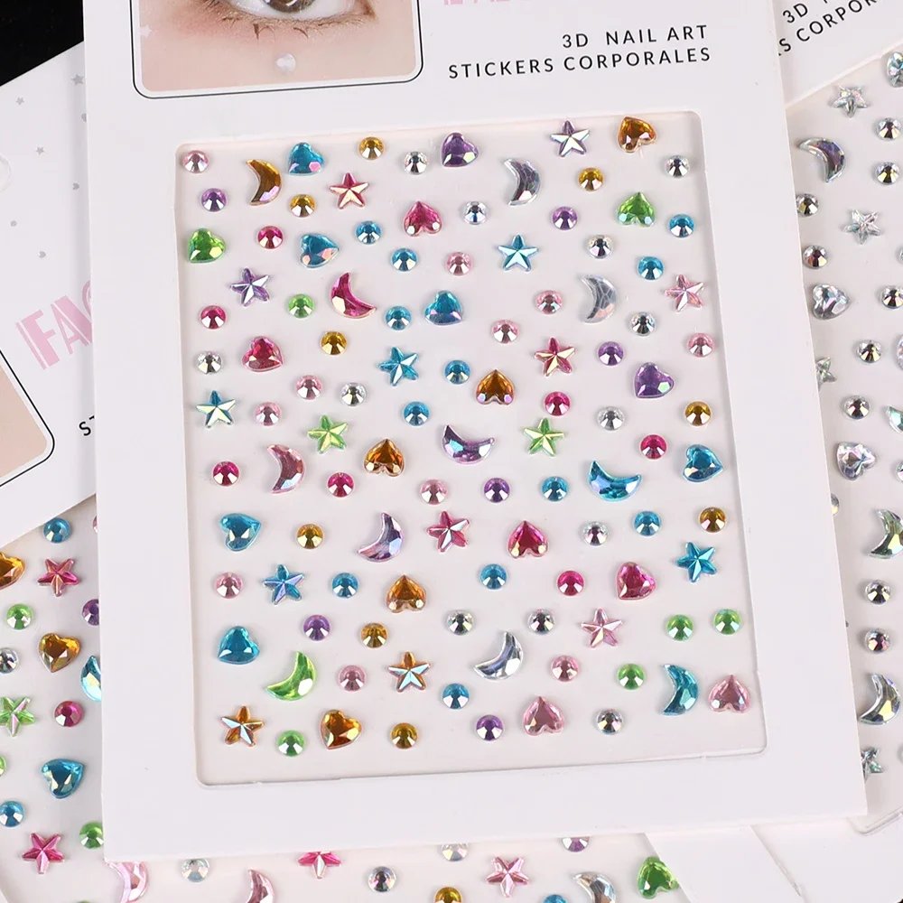 Love Diamond Stickers on The Face Rhinestone Makeup Bright Face Art Sticker Children's Temporary Tattoo Rhinestone Makeup Tools