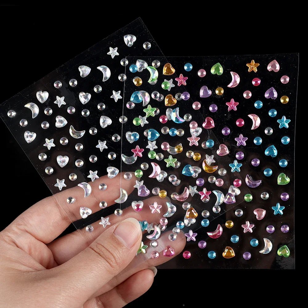 Love Diamond Stickers on The Face Rhinestone Makeup Bright Face Art Sticker Children's Temporary Tattoo Rhinestone Makeup Tools