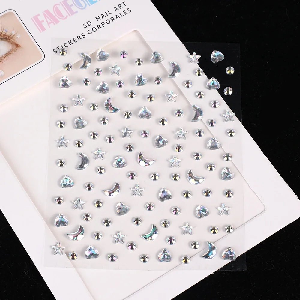 Love Diamond Stickers on The Face Rhinestone Makeup Bright Face Art Sticker Children's Temporary Tattoo Rhinestone Makeup Tools