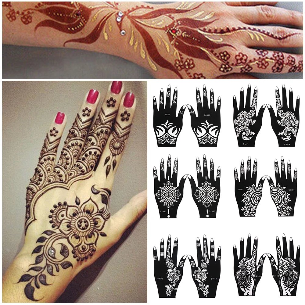 2024 New Professional Henna Stencil Temporary Hand Tattoo Body Art Sticker Template Wedding Tool Flower Tattoo Stencil