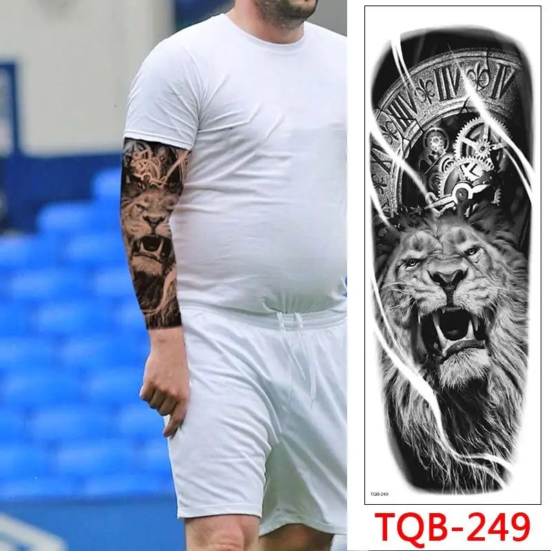 New Design Big Size Temporary Tattoos Men Large Arm Sleeve Tattoo Sticker Body Art Lion Fake Tattoo for Women Tatoo Waterproof
