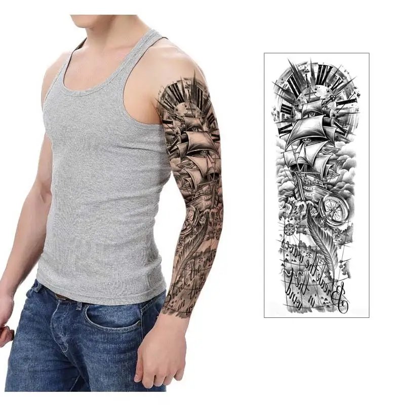 New Design Big Size Temporary Tattoos Men Large Arm Sleeve Tattoo Sticker Body Art Lion Fake Tattoo for Women Tatoo Waterproof
