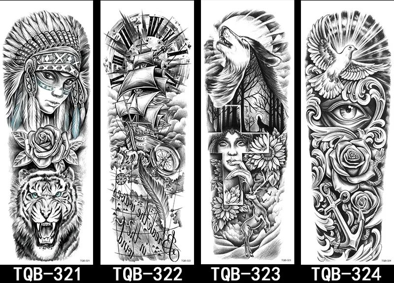 New Design Big Size Temporary Tattoos Men Large Arm Sleeve Tattoo Sticker Body Art Lion Fake Tattoo for Women Tatoo Waterproof