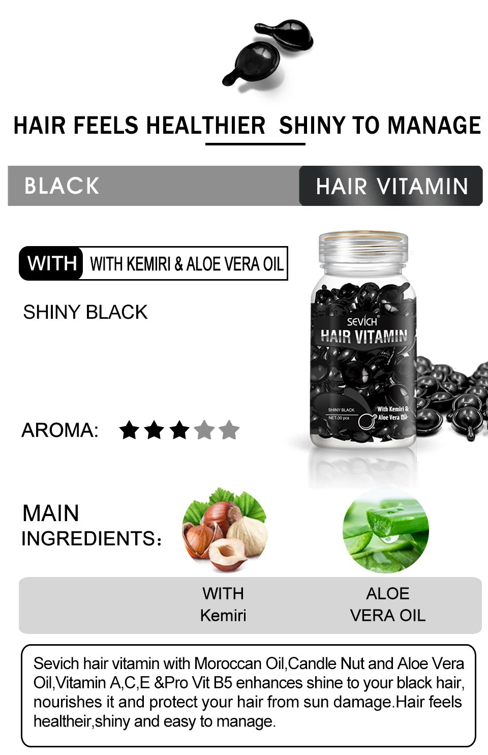 Sevich Mix Hair Vitamin Capsule Hair Treatment Oil Repair Damaged Smooth Hair Care Serum Nourishing Keratin Complex Oil