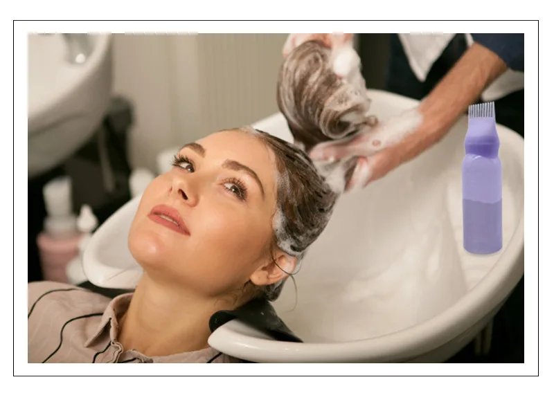 3 Color Salon Hair Oil Applicator Bottle Professional Hairdressing Dyeing Comb Bottles Barbershop Hairdresser Coloring Supplies