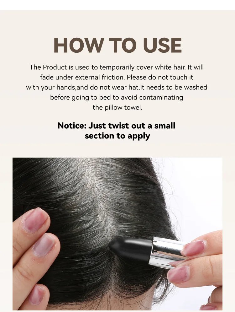 Black Brown Hair Dye Pen One-time Temporary Hair Dyeing Stick Cover Grey White Hair Fill in Hairs Coloring Styling Makeup Tools