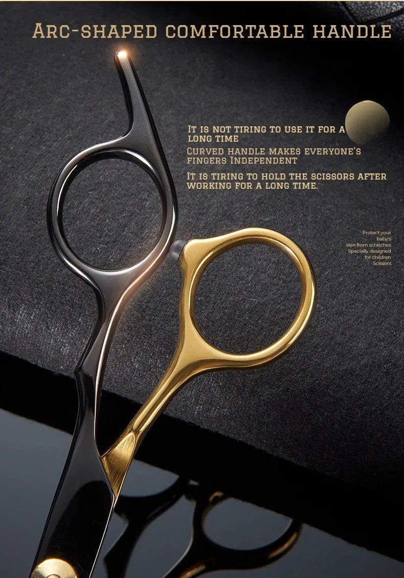 Professional Hair Cutting Scissors, Home Hair Cutting Barber/Salon Thinning Shears, Stainless Steel Hairdressing Black Golden