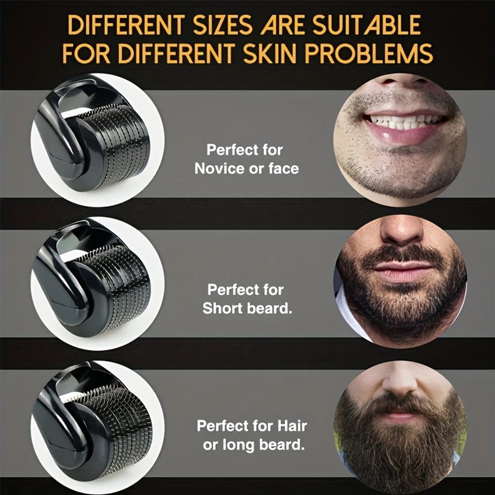 Derma Stamp Microneedling Face Roller Massager Adjustable Titanium Needle Length Skincare Beard Growth Scalp Hair Roller