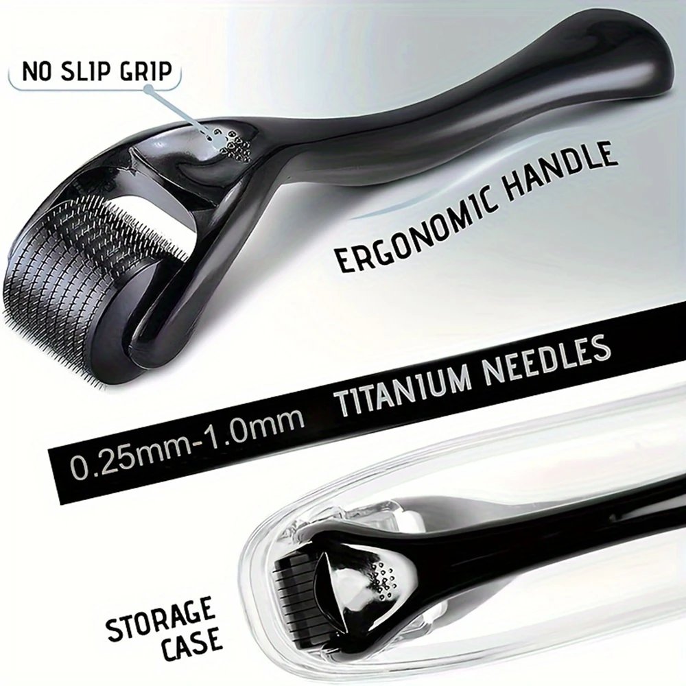 Derma Stamp Microneedling Face Roller Massager Adjustable Titanium Needle Length Skincare Beard Growth Scalp Hair Roller