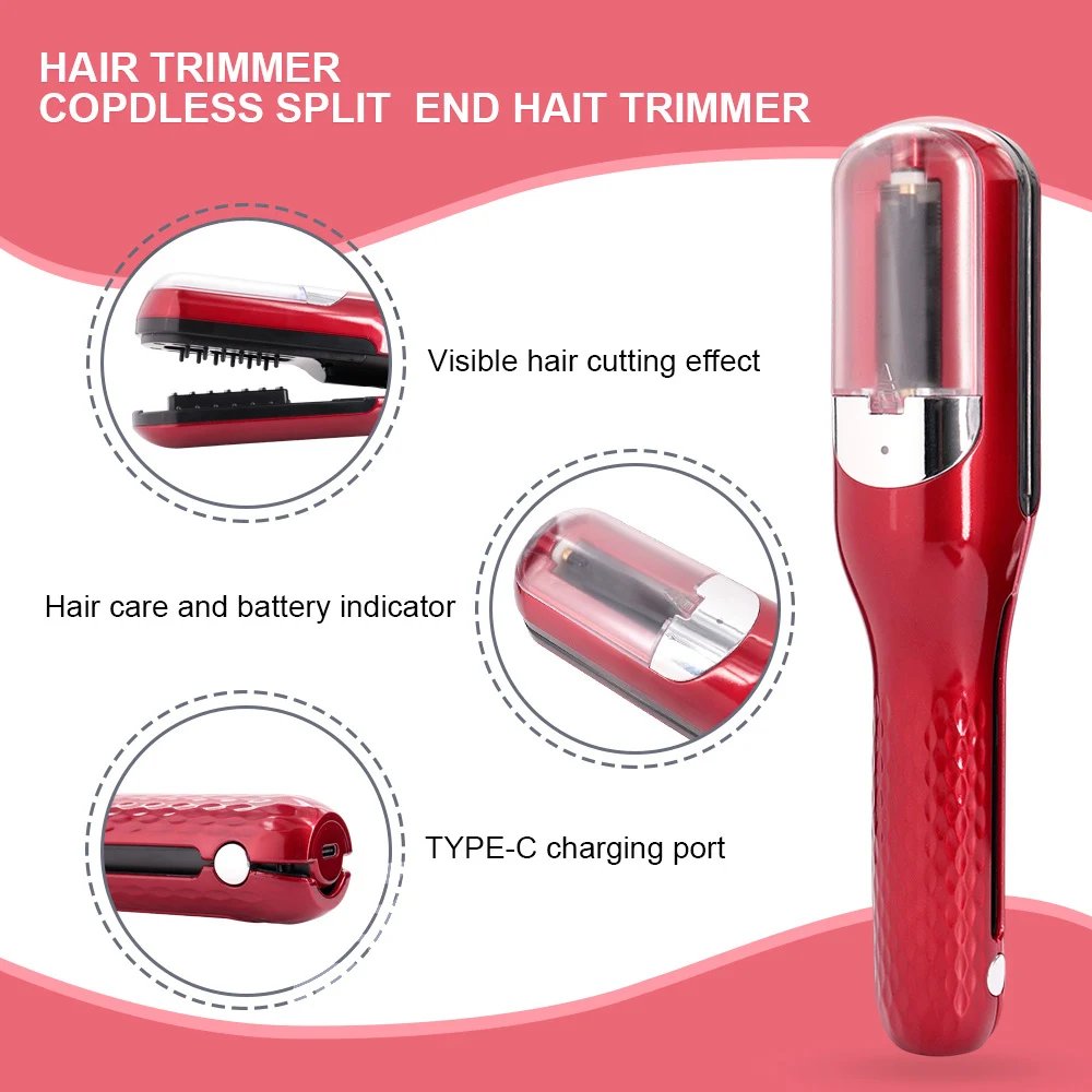 Rechargeable Cordless Split Hair Trimmer Hair Split Ends Trimmer Remover Damaged Hair Repair Hair Care Treatment Portable Home