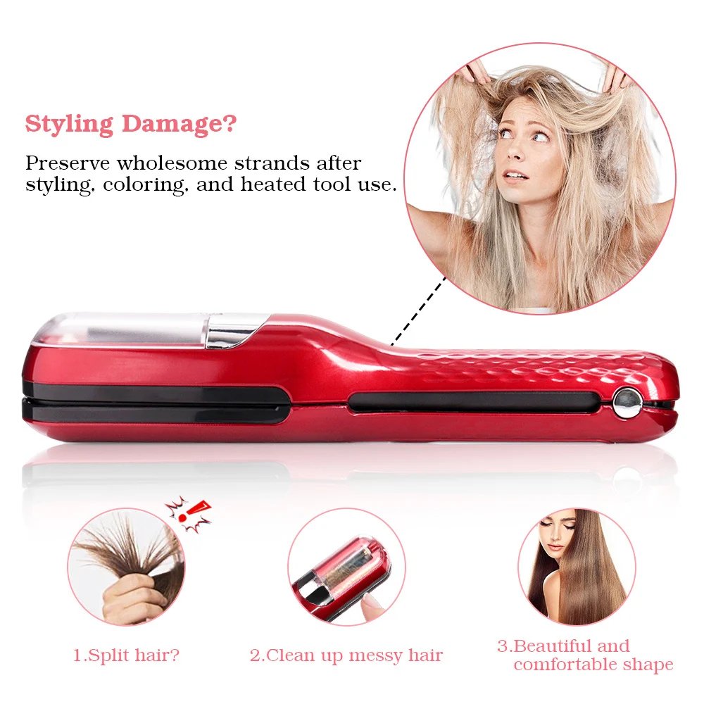 Rechargeable Cordless Split Hair Trimmer Hair Split Ends Trimmer Remover Damaged Hair Repair Hair Care Treatment Portable Home