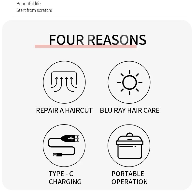 Rechargeable Cordless Split Hair Trimmer Hair Split Ends Trimmer Remover Damaged Hair Repair Hair Care Treatment Portable Home