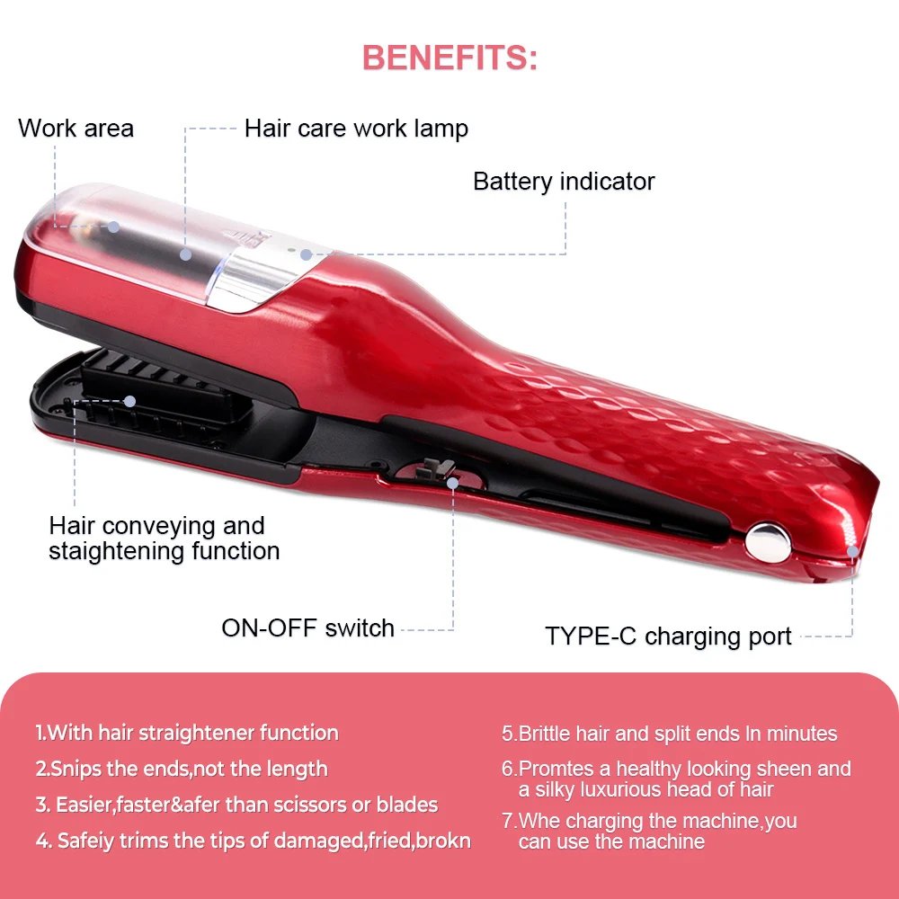 Rechargeable Cordless Split Hair Trimmer Hair Split Ends Trimmer Remover Damaged Hair Repair Hair Care Treatment Portable Home