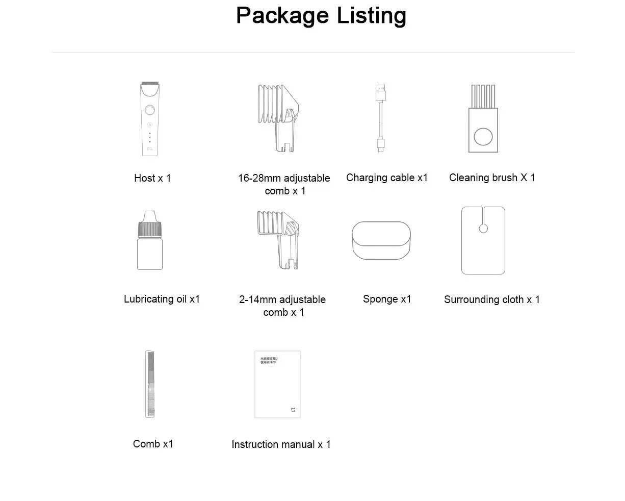 Mijia Hair Clipper 2 Household Wireless Trimmer Cutting Barber IPX7 Titanium Alloy Blade Men Sideburns Electric Shaver