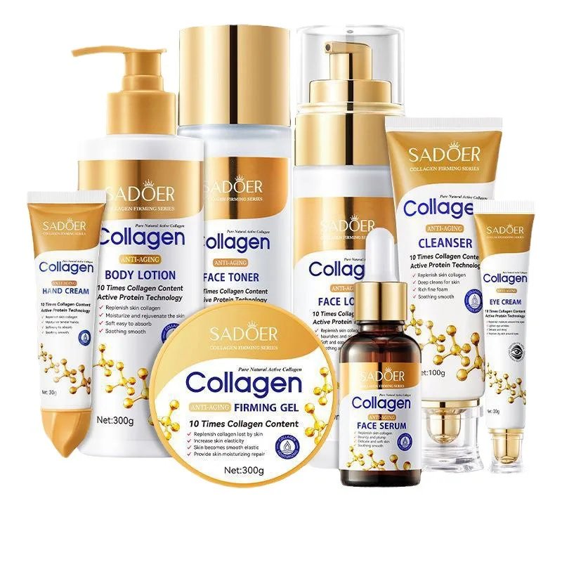 Collagen skin care product set cleansing rejuvenating facial cleanser essence liquid face cream moisturizing female cosmetics Collagen skin care product set cleansing rejuvenating facial cleanser essence liquid face cream moisturizing female cosmetics