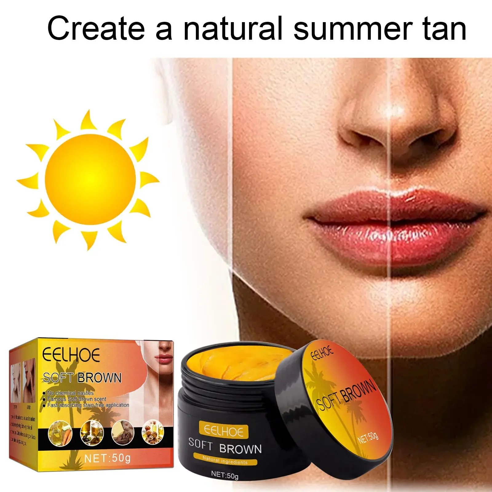 EELHOE Tanning Cream Face Body Long Lasting Bronzer Skin Tanner Suntan Protect Radiation Nourishing Natural Self-Tanning Lotion