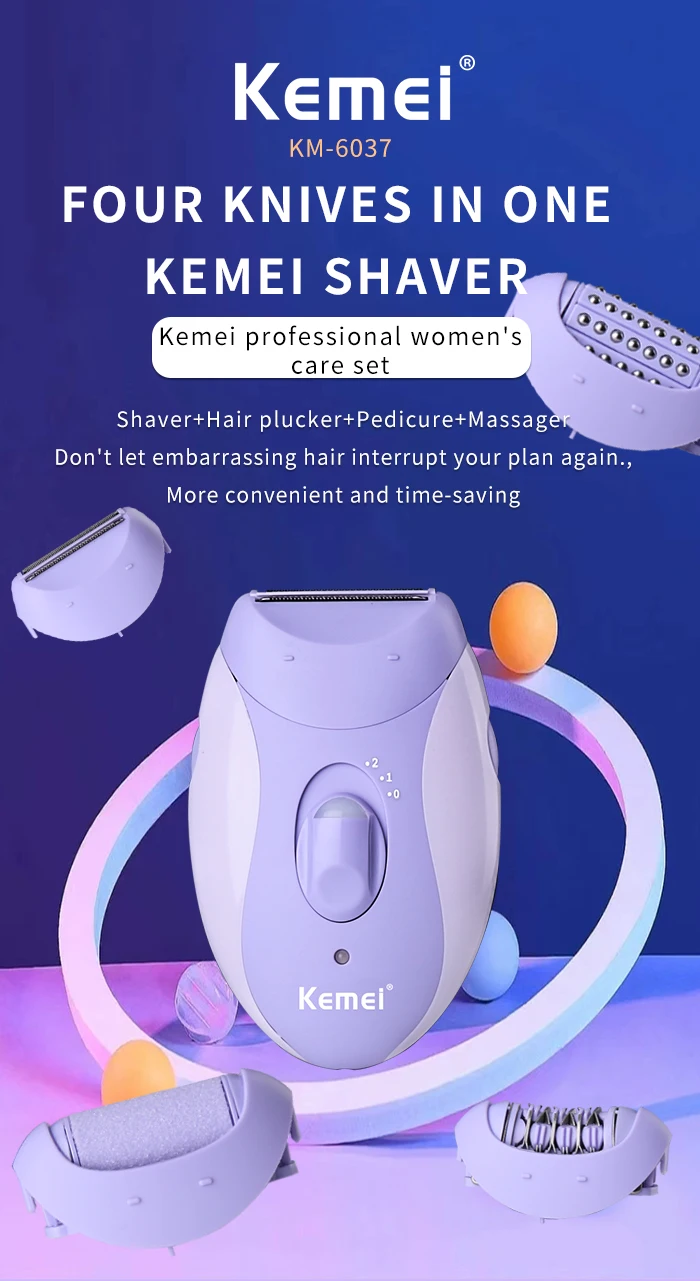 Kemei 4in1 Women Epilator Electric Shaver Facial Body Hair Removal Lady Leg Bikini Trimmer Hair Remover Underarms Rechargeable Kemei 4in1 Women Epilator Electric Shaver Facial Body Hair Removal Lady Leg Bikini Trimmer Hair Remover Underarms Rechargeable