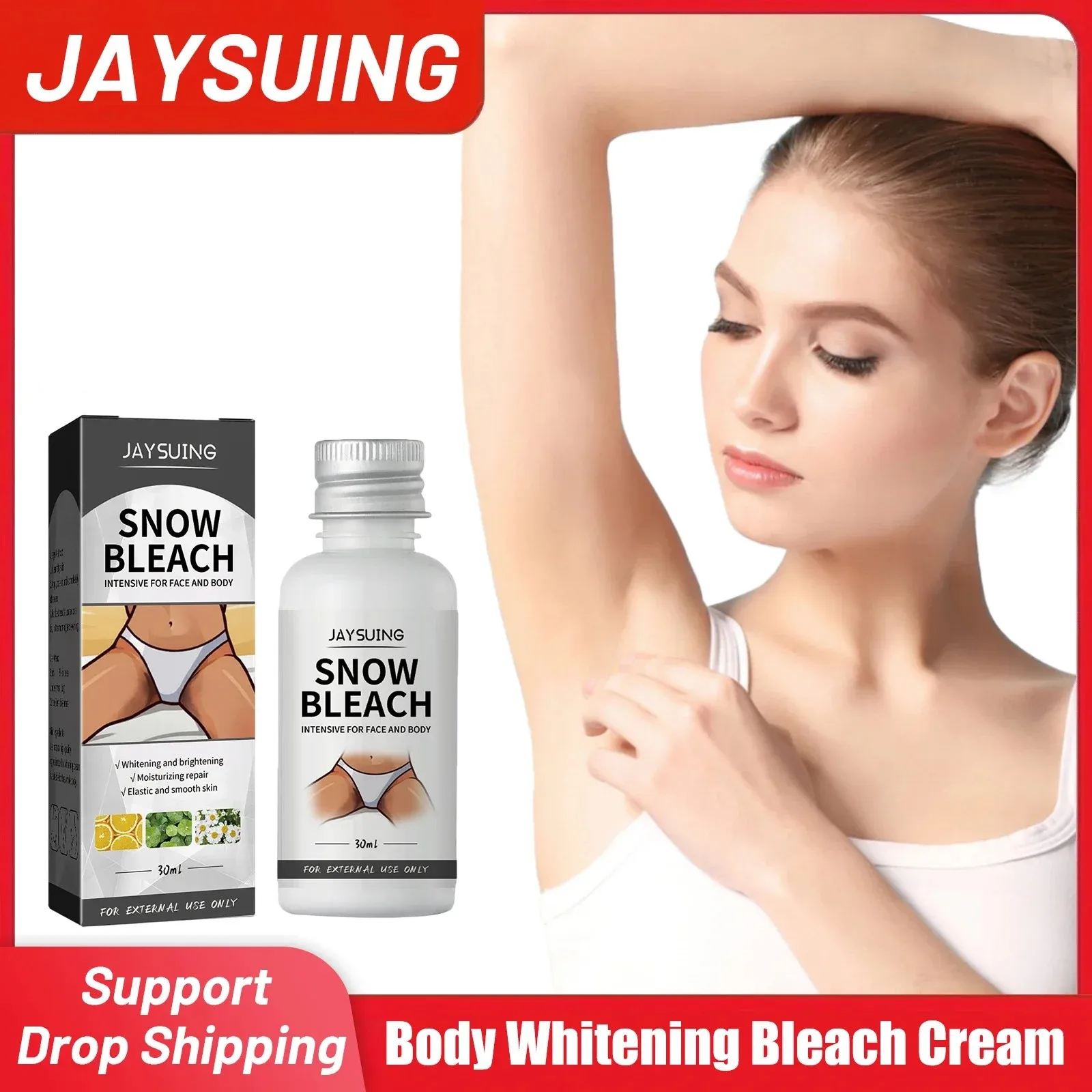 Body Whitening Bleach Cream Brighten Underarm Elbow Knees Joint Removal Intimate Parts Dark Spots Melanin Snow Bleach Cream 30ml Body Whitening Bleach Cream Brighten Underarm Elbow Knees Joint Removal Intimate Parts Dark Spots Melanin Snow Bleach Cream 30ml