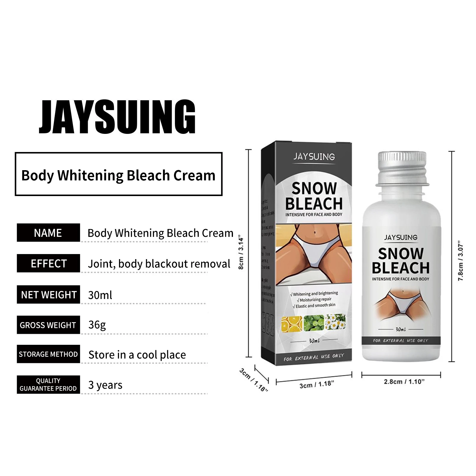 Body Whitening Bleach Cream Brighten Underarm Elbow Knees Joint Removal Intimate Parts Dark Spots Melanin Snow Bleach Cream 30ml Body Whitening Bleach Cream Brighten Underarm Elbow Knees Joint Removal Intimate Parts Dark Spots Melanin Snow Bleach Cream 30ml