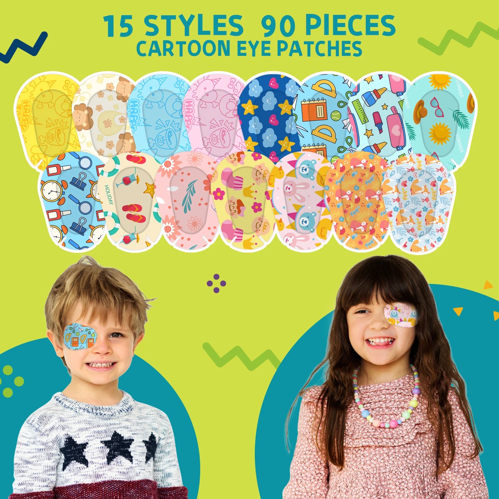 90/180PCS New Eye Patch Cartoon Patern Medical Lazy Eye Patch For Kids Adult Strabismu Treatment Vision Care Patch 15 Kind Desig