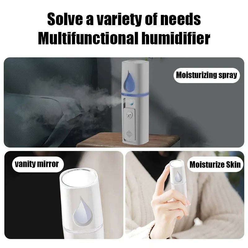 Mini Nano Mist Sprayer Cooler Facial Steamer Humidifier USB Rechargeable Face Moisturizing Nebulizer Beauty Skin Care