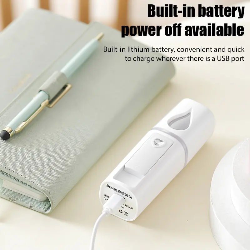Mini Nano Mist Sprayer Cooler Facial Steamer Humidifier USB Rechargeable Face Moisturizing Nebulizer Beauty Skin Care