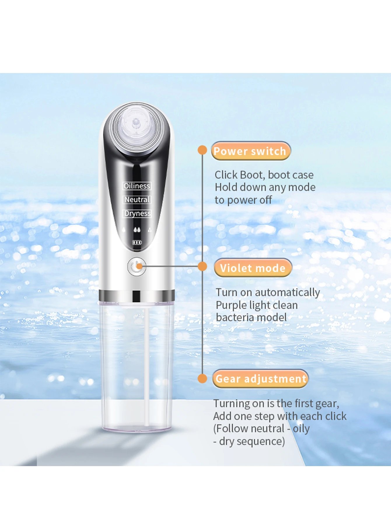 Blackhead Remover Pore Vacuum Face Cleaner Electric Pimple Black Head Removal USB Rechargeable Water Cycle Facial Cleaning Tools