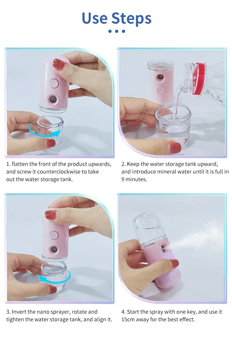 USB Portable 30ml Mini Nano Mist Sprayer Face Spray Facial Steamer Moisturizing Air Humidifier Skin Care Beauty Instruments