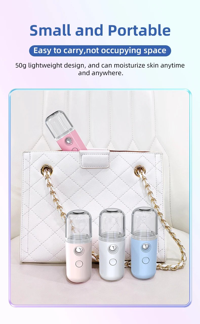 USB Portable 30ml Mini Nano Mist Sprayer Face Spray Facial Steamer Moisturizing Air Humidifier Skin Care Beauty Instruments