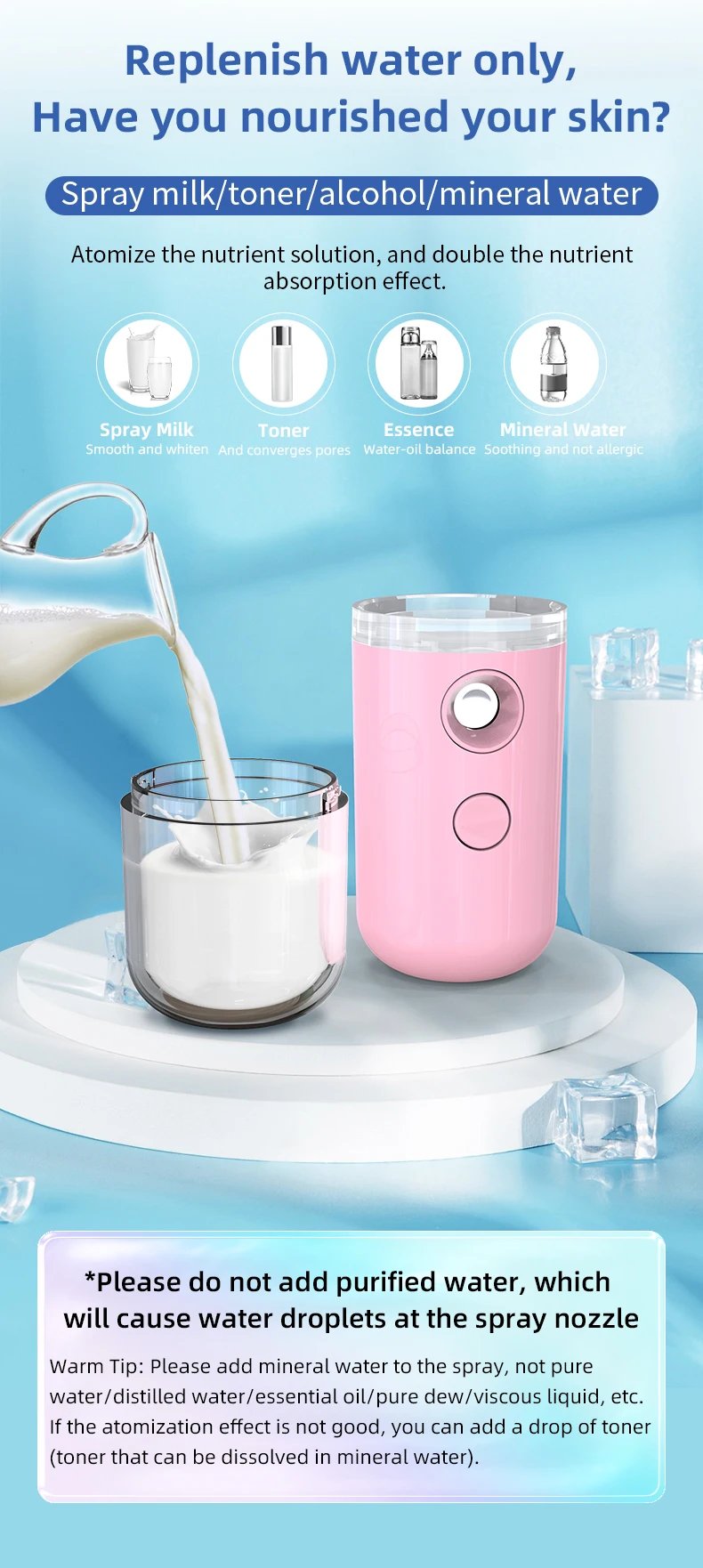 USB Portable 30ml Mini Nano Mist Sprayer Face Spray Facial Steamer Moisturizing Air Humidifier Skin Care Beauty Instruments