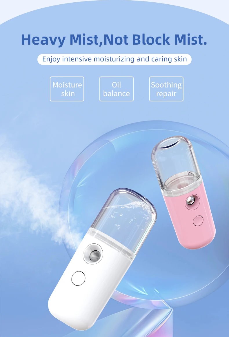 USB Portable 30ml Mini Nano Mist Sprayer Face Spray Facial Steamer Moisturizing Air Humidifier Skin Care Beauty Instruments