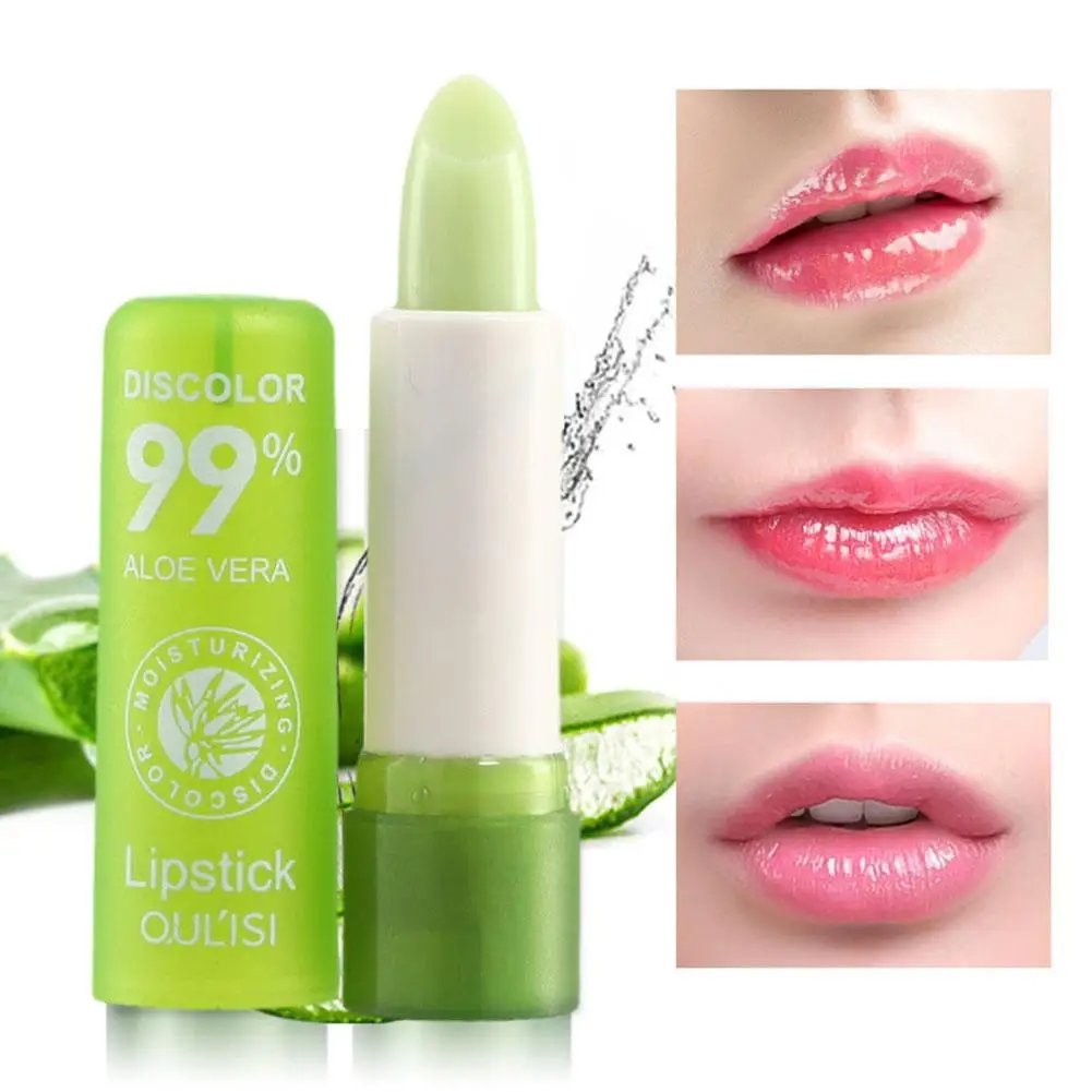 Aloe Vera Discolored Lip Balm Jelly Magic Color Changing Moisturizing Girl Lipstick Nourishing Gloss Lasting Makeup Lip Lip A0A9