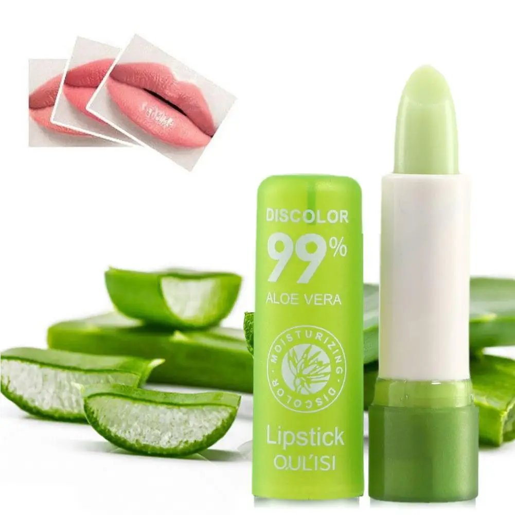 Aloe Vera Discolored Lip Balm Jelly Magic Color Changing Moisturizing Girl Lipstick Nourishing Gloss Lasting Makeup Lip Lip A0A9