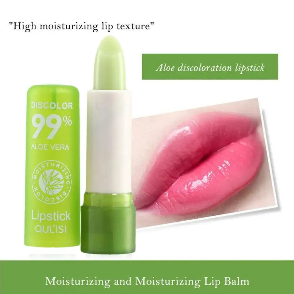 Aloe Vera Discolored Lip Balm Jelly Magic Color Changing Moisturizing Girl Lipstick Nourishing Gloss Lasting Makeup Lip Lip A0A9