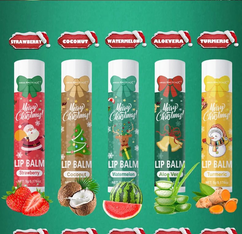10PCS/Box Christmas gift box, lip balm set, deeply hydrating lip moisturizer, lip color brighten, gift to women