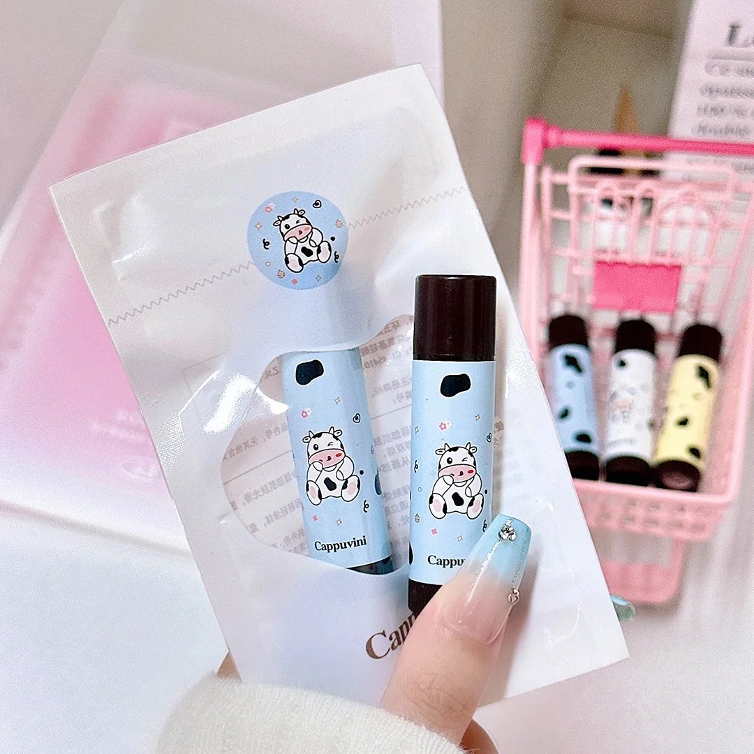 Baby Cow Lip Balm Set Moisture Tinted Lipstick Long-Lasting Moisturizing Nutritious Lip Pomade Red Tint Lipgloss Fruity Lip Care