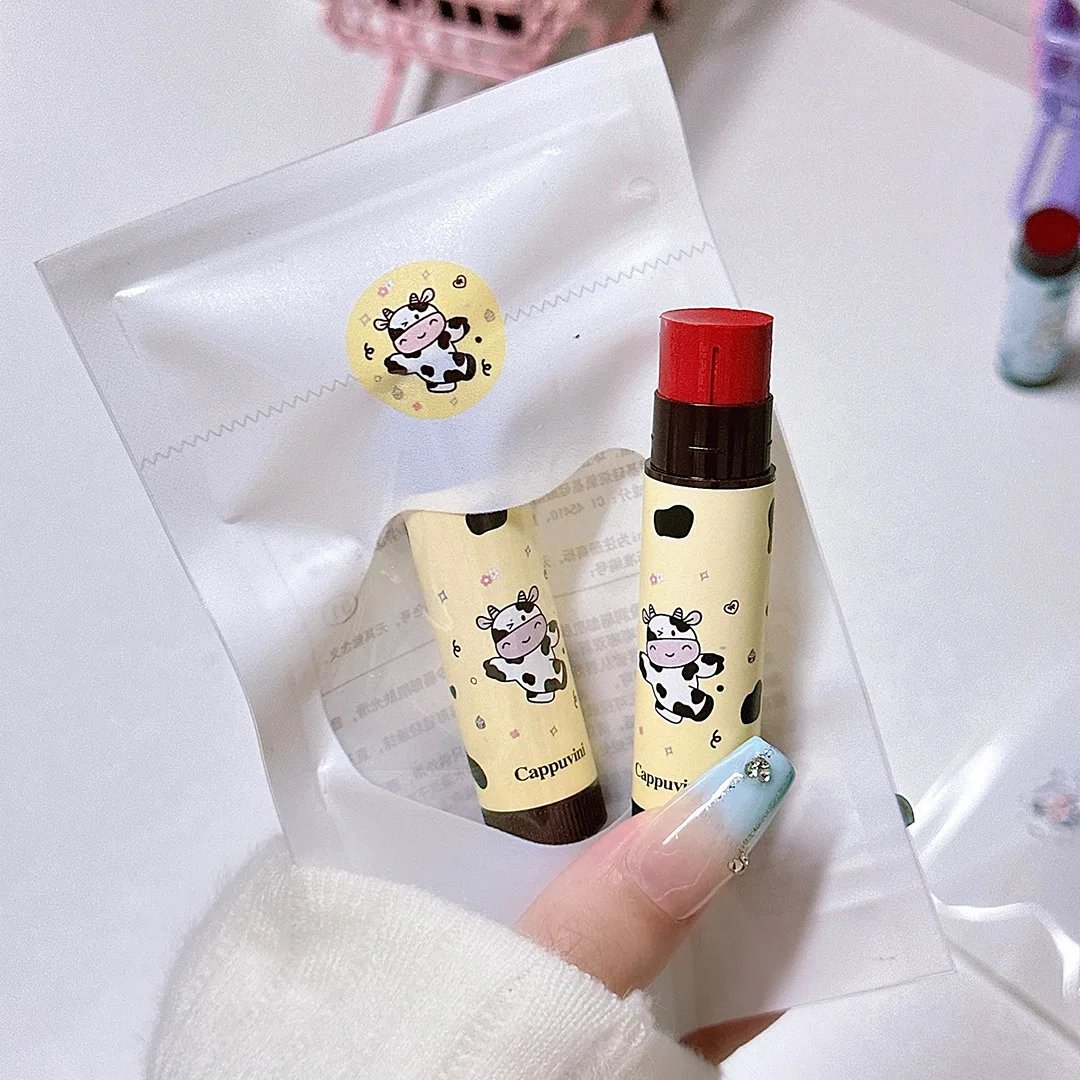 Baby Cow Lip Balm Set Moisture Tinted Lipstick Long-Lasting Moisturizing Nutritious Lip Pomade Red Tint Lipgloss Fruity Lip Care