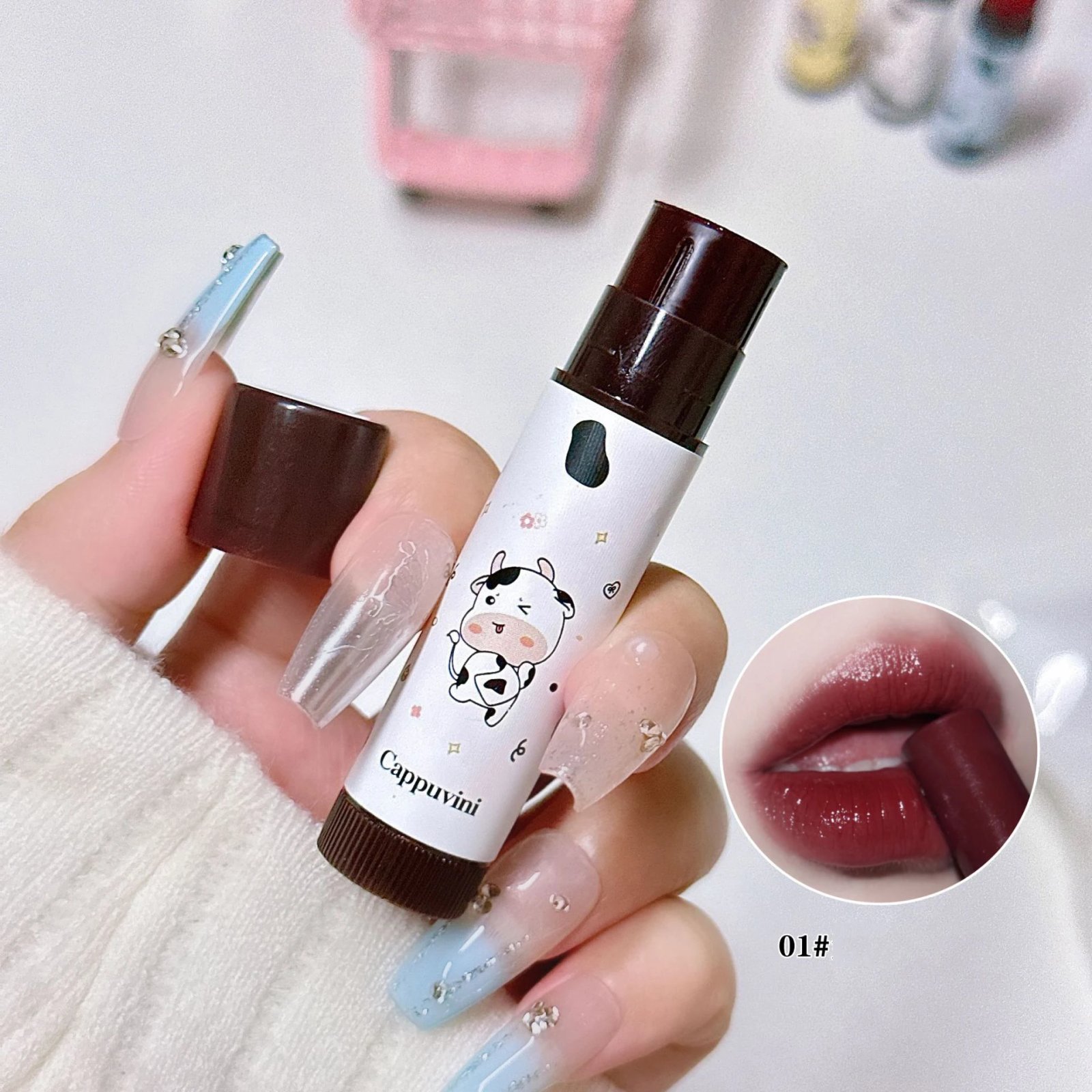 Baby Cow Lip Balm Set Moisture Tinted Lipstick Long-Lasting Moisturizing Nutritious Lip Pomade Red Tint Lipgloss Fruity Lip Care