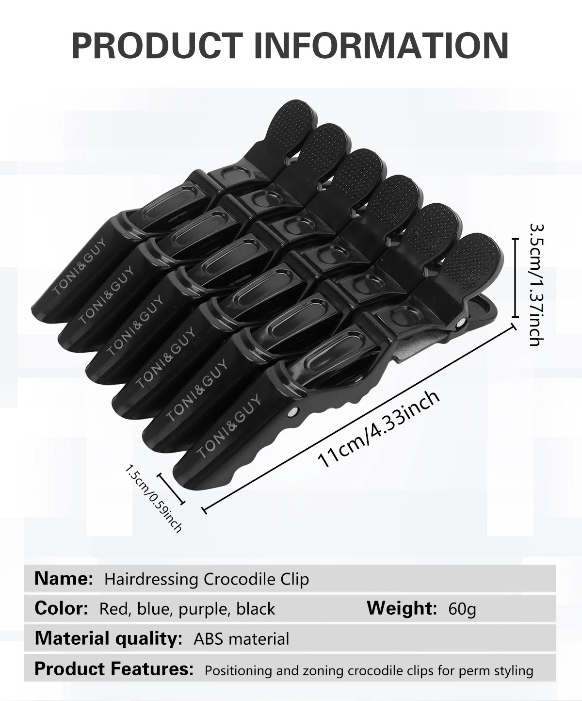 6Pcs Plastic Alligator Hair Clip, Hairdressing Clamps, Hair Claw, Professional Barber, Salon Styling Hairpins, Hair Accessories