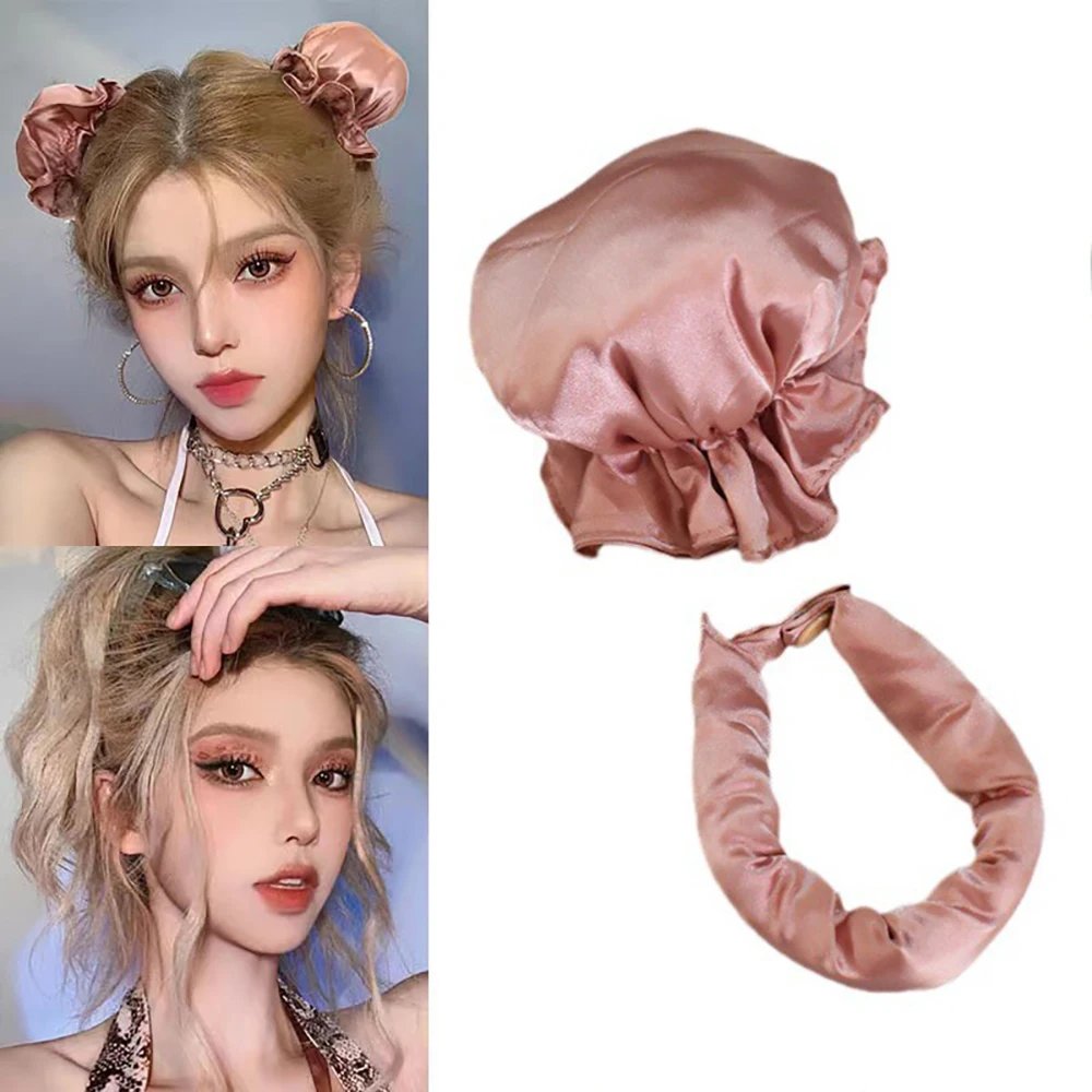 Heatless Curling Rod Silk Curls Hair Rollers Wave Form Curling Sleeping Headband Lazy Hair Curlers with Cap Hair Styling Tools