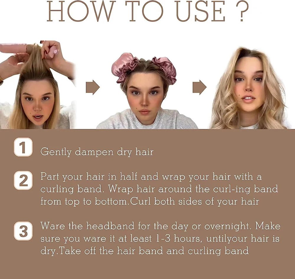 Heatless Curling Rod Silk Curls Hair Rollers Wave Form Curling Sleeping Headband Lazy Hair Curlers with Cap Hair Styling Tools