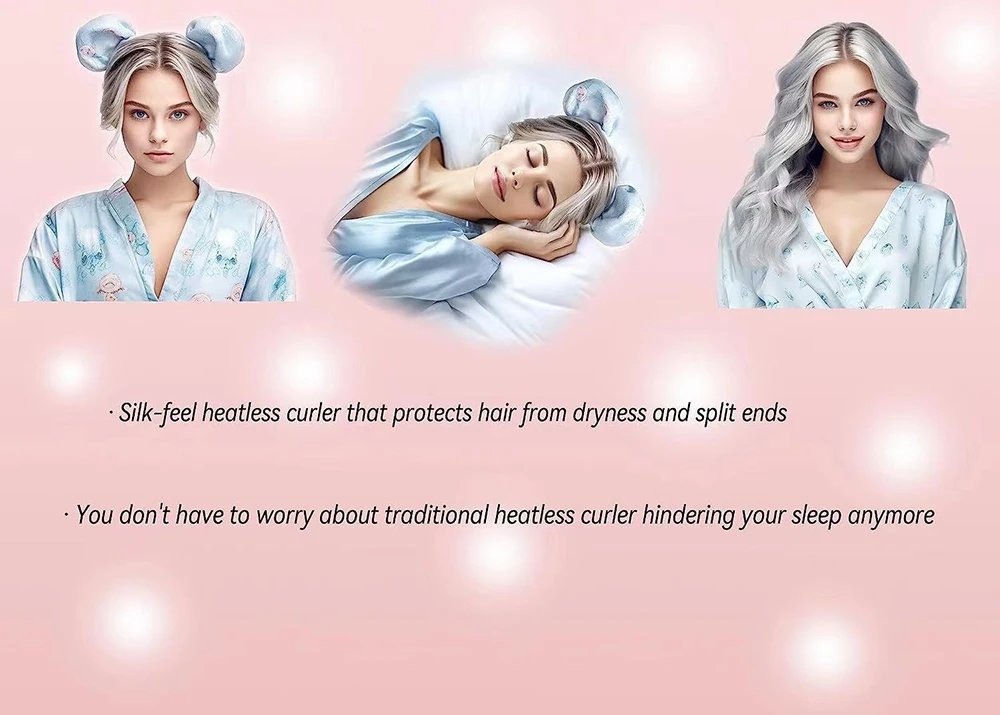 Heatless Curling Rod Silk Curls Hair Rollers Wave Form Curling Sleeping Headband Lazy Hair Curlers with Cap Hair Styling Tools