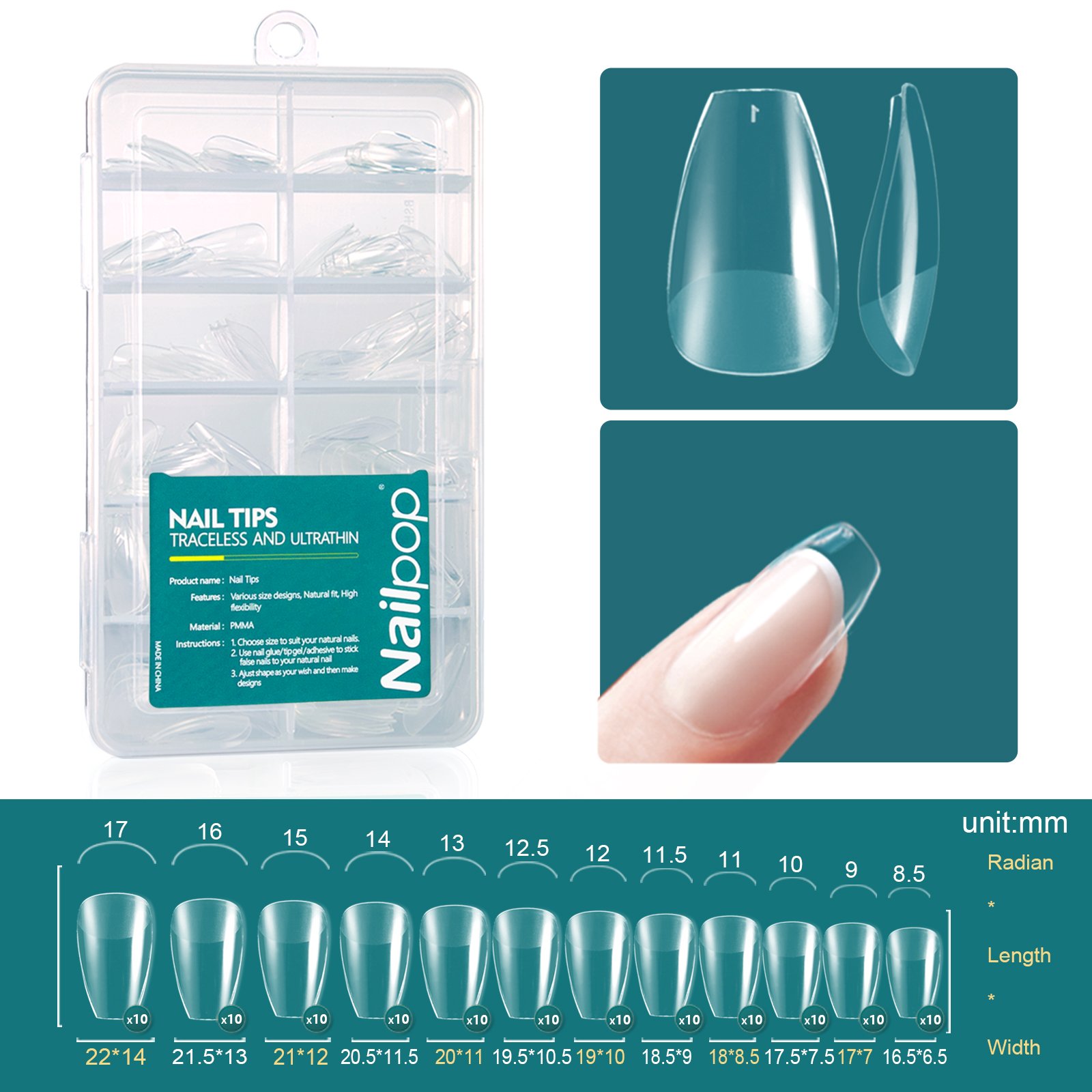 Nailpop Soft Gel Tips for Nails Acrylic Material Medium Almond/Coffin Artificial Nail Capsule Accessories and Tools 120pcs/box Nailpop Soft Gel Tips for Nails Acrylic Material Medium Almond/Coffin Artificial Nail Capsule Accessories and Tools 120pcs/box