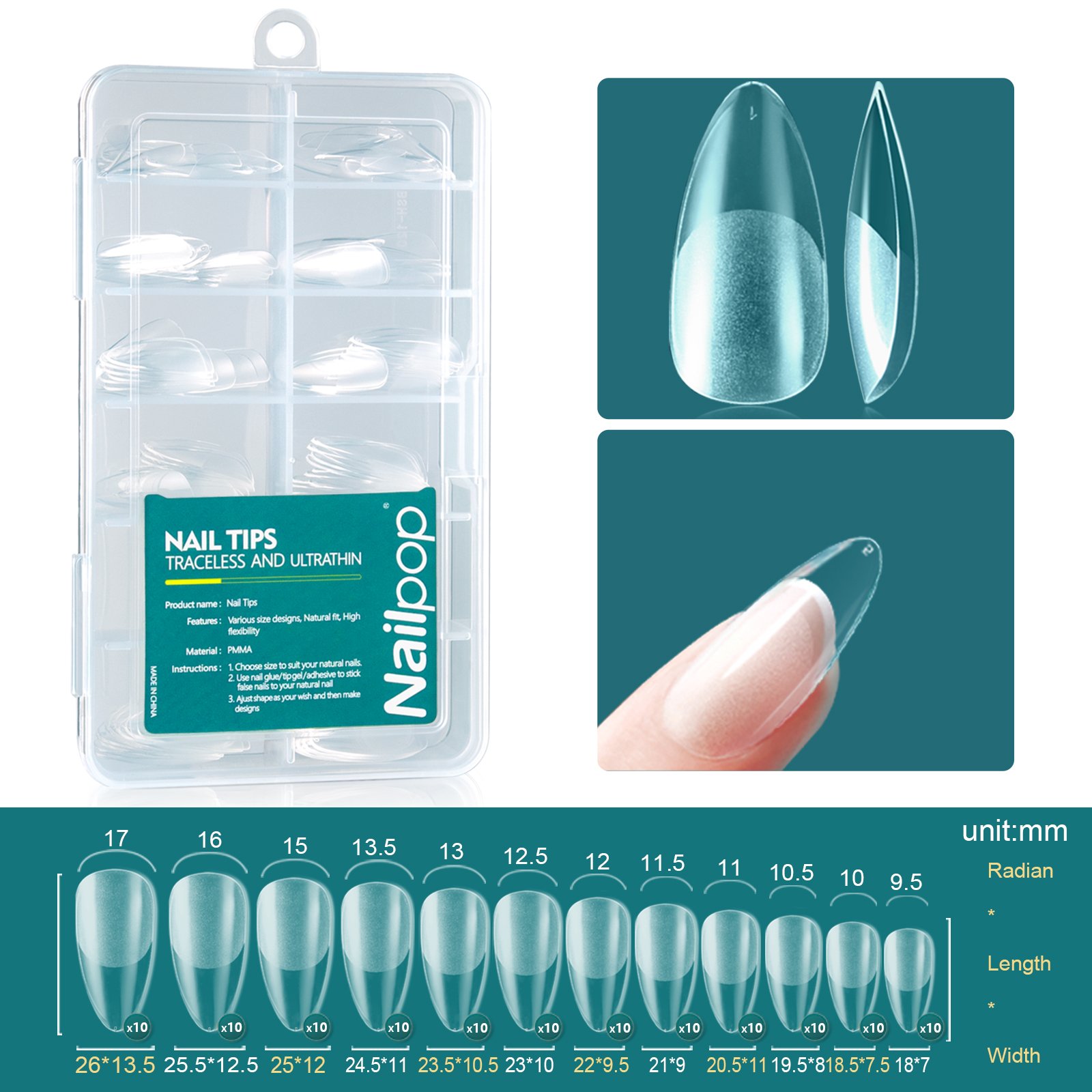 Nailpop Soft Gel Tips for Nails Acrylic Material Medium Almond/Coffin Artificial Nail Capsule Accessories and Tools 120pcs/box Nailpop Soft Gel Tips for Nails Acrylic Material Medium Almond/Coffin Artificial Nail Capsule Accessories and Tools 120pcs/box