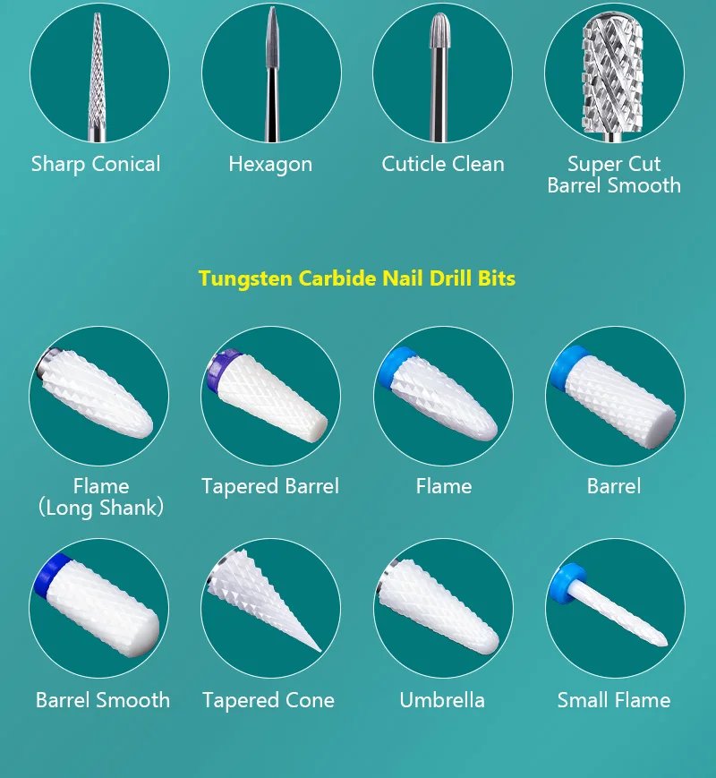 Dmoley Tungsten Carbide Nail Drill Bit Electric Manicure Drills For Milling Cutter Ceramic Nail Burr Pedicure Accessories