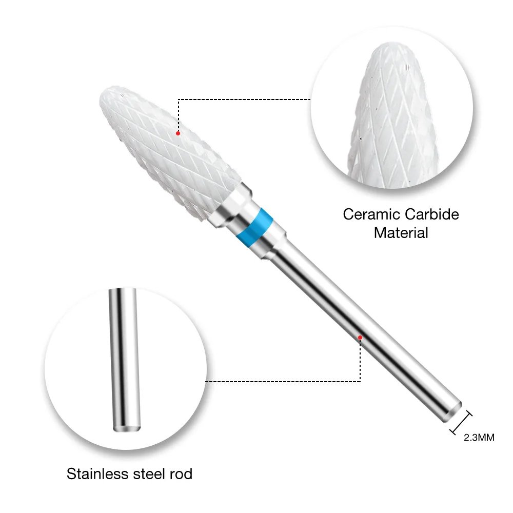 Ceramic Tungsten Carbide Nail Drill Bit Rotate Burr Milling Nail Cutter Bits Electric Drill Machine For Manicure Pedicure Tools