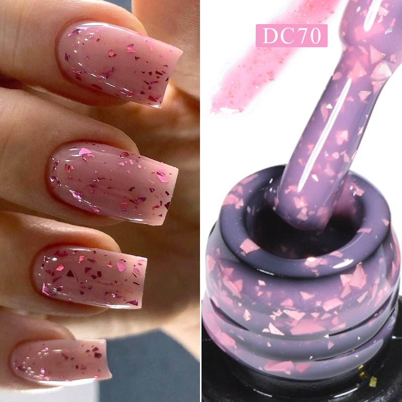 Mtssii 7ml Gold Glitter Rubber Base Gel Polish Gold Pink Milky White Semi Permanent UV LED Nail Art Gel Varnish