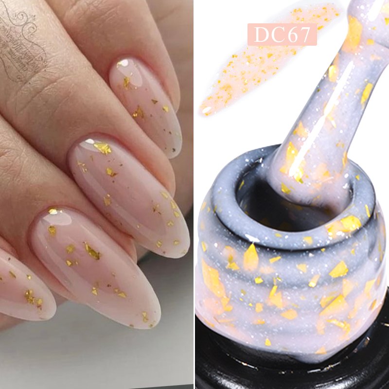 Mtssii 7ml Gold Glitter Rubber Base Gel Polish Gold Pink Milky White Semi Permanent UV LED Nail Art Gel Varnish