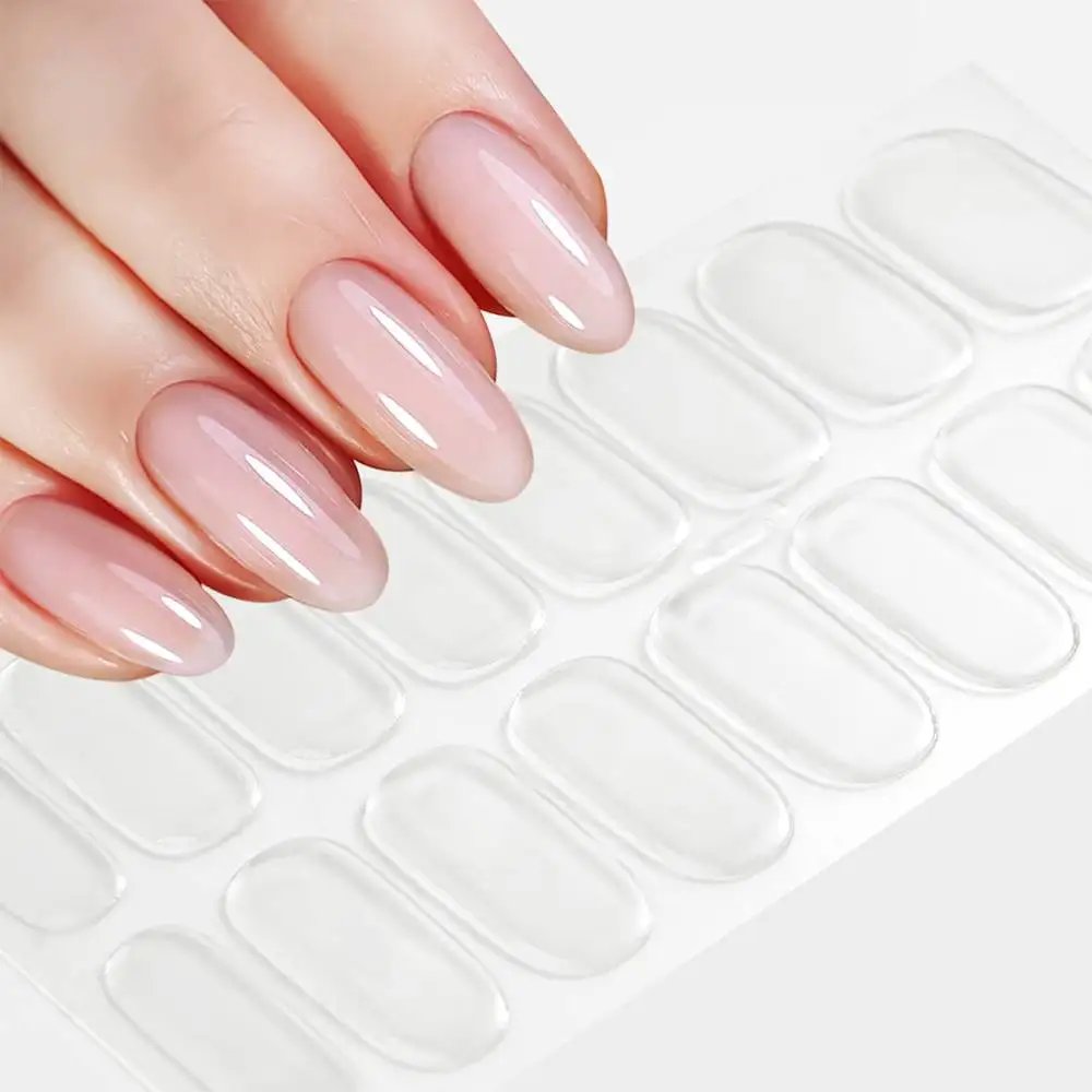 16Tips 5D Full Cover Nail Stickers UV Semi-Cured Gel Nail Wraps Sticker Fashion Nail Polish Nail Art Sticker Extension Patch